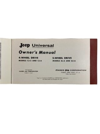 1967 Jeep Universal CJ5 CJ6 Owner's Manual OM-1056-R3