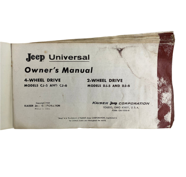 1969 Jeep Universal CJ5 CJ6 Owner's Manual OM-1056-R5 BLEMISHED