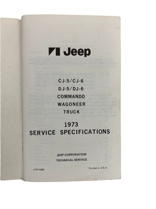 1973 Jeep Service Specifications Manual J-73-1000 (2nd Issue)