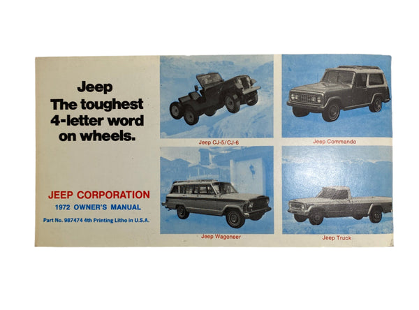 1972 Jeep Owner's Manual 987474 (4th printing)