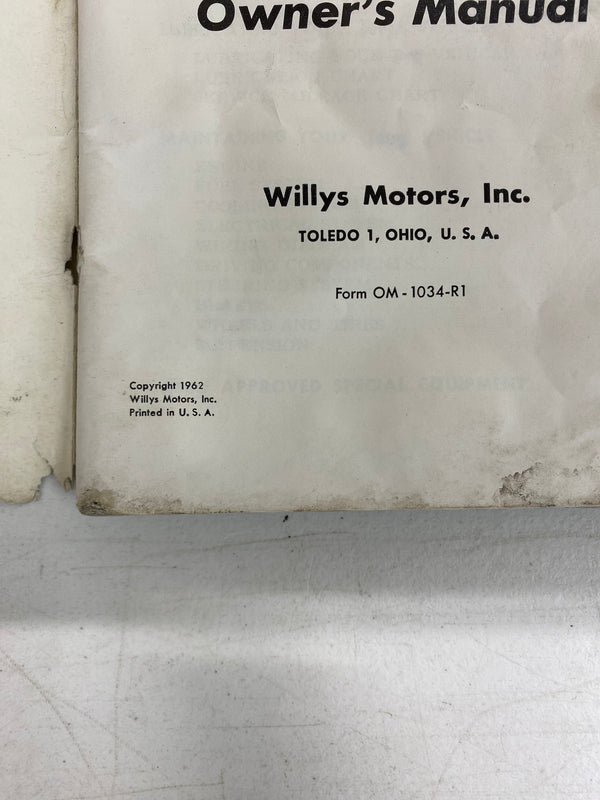 1962 Willys Wagon / Delivery Owner's Manual OM-1034-R1