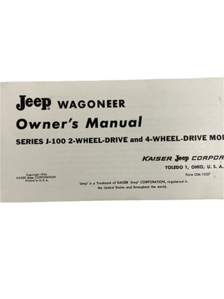 1966 Jeep Wagoneer Owner's Manual OM-1057