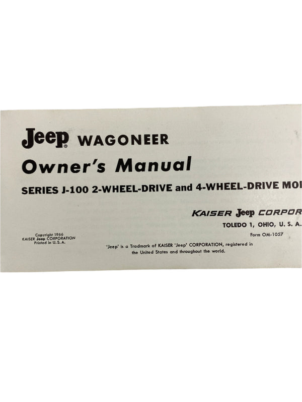 1966 Jeep Wagoneer Owner's Manual OM-1057