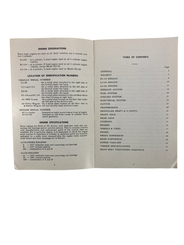 1961 Jeep Service Standards Manual SM-1006-R2