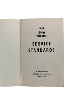 1961 Jeep Service Standards Manual SM-1006-R2