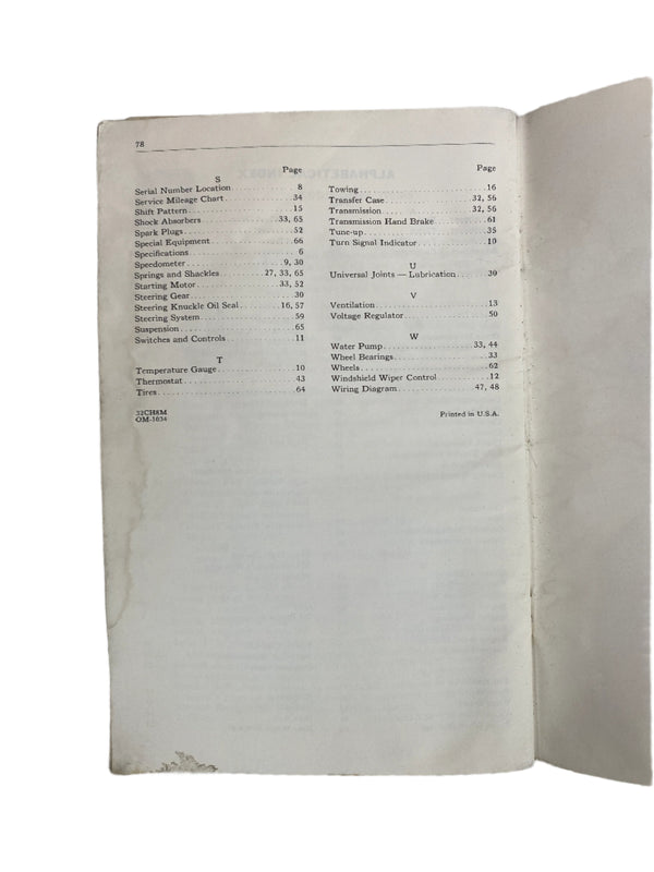 1962 Willys Wagon / Delivery Owner's Manual OM-1034