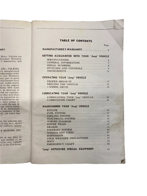 1960 Willys Wagon / Delivery Owner's Manual OM-1028-R1