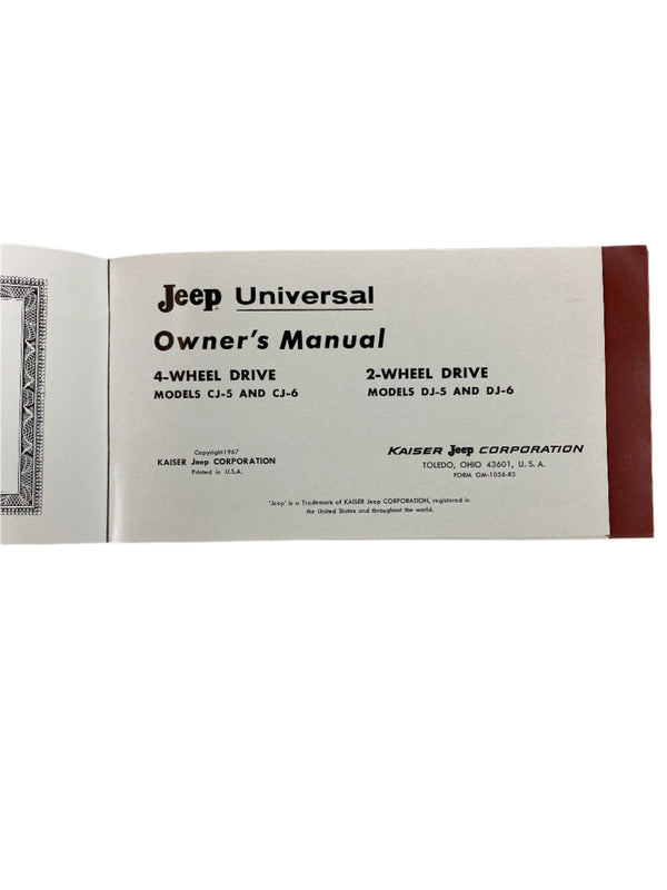 1967 Jeep Universal CJ5 CJ6 Owner's Manual FULL SET OM-1056-R3