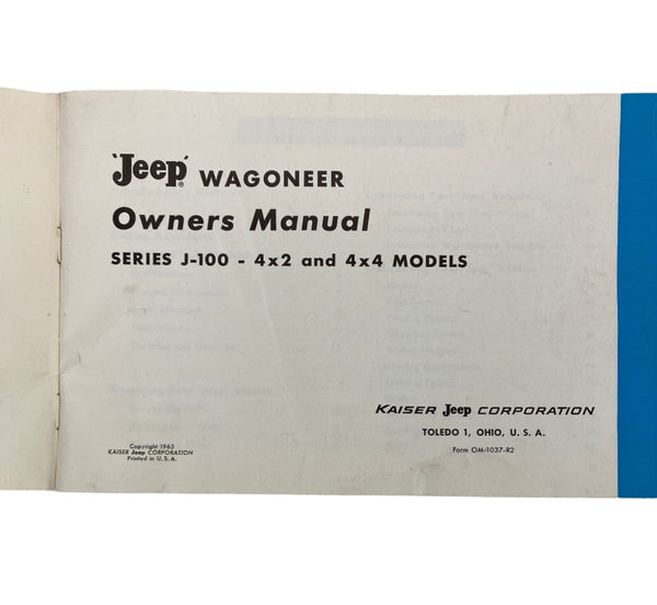 1963 Jeep Wagoneer Owner's Manual OM-1037-R2