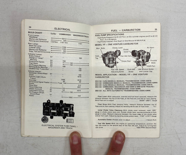 1973 Jeep Service Specifications Manual J-73-1000 (2nd Issue)